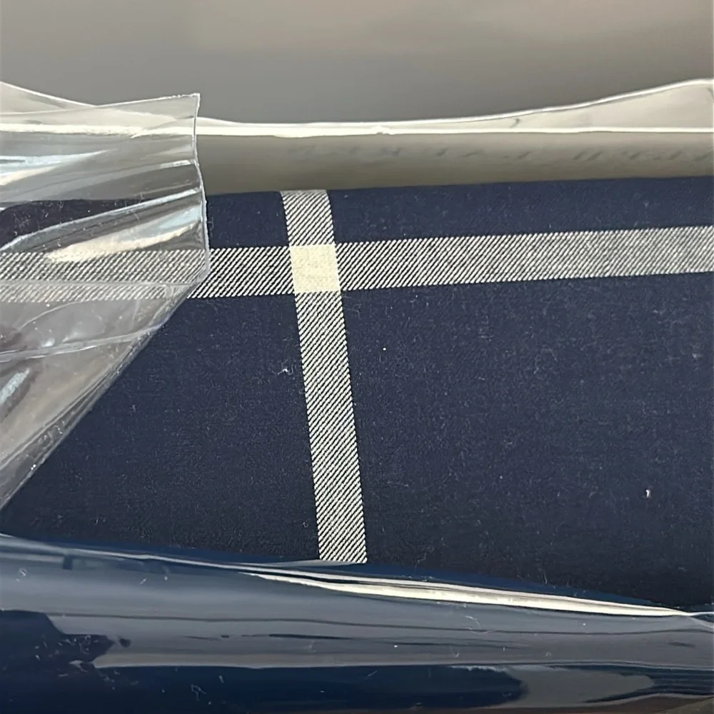 Ralph Lauren King Modern Equestrian Navy/Cream Windowpane Cotton Cashmere Duvet